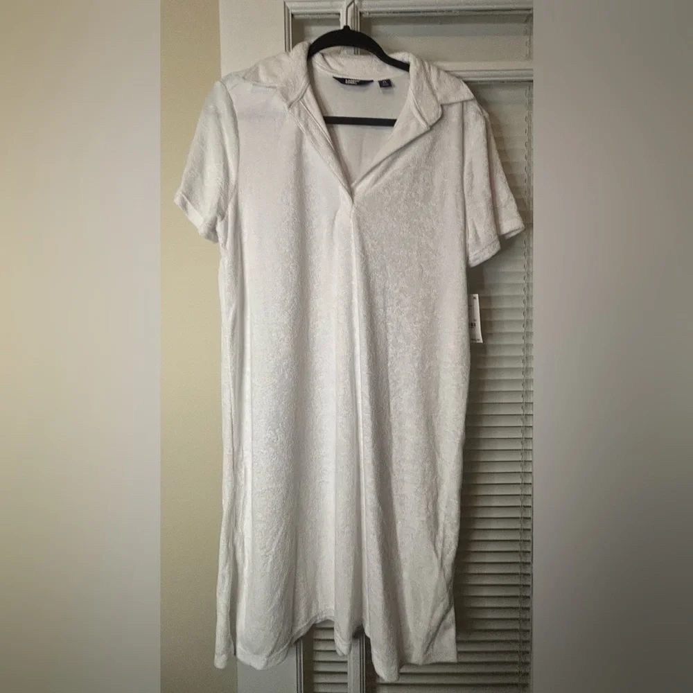 White Terrycloth  SwimSuit Cover Up-Available in Large & Medium